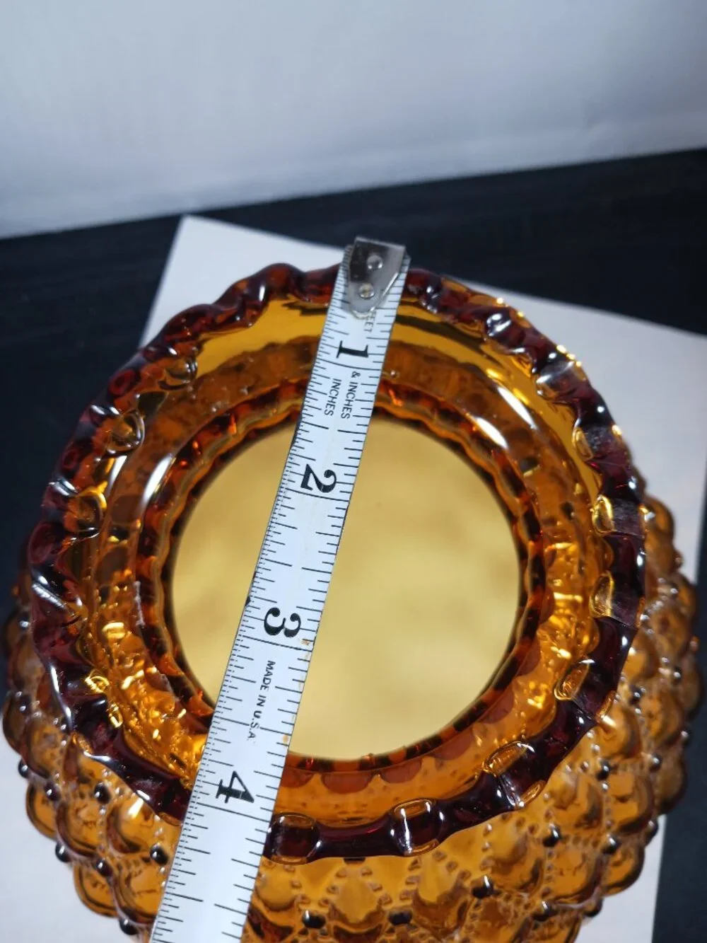 Vintage Kerosene Oil Lamp 6.5in Amberina Ruffle Lamp Shade